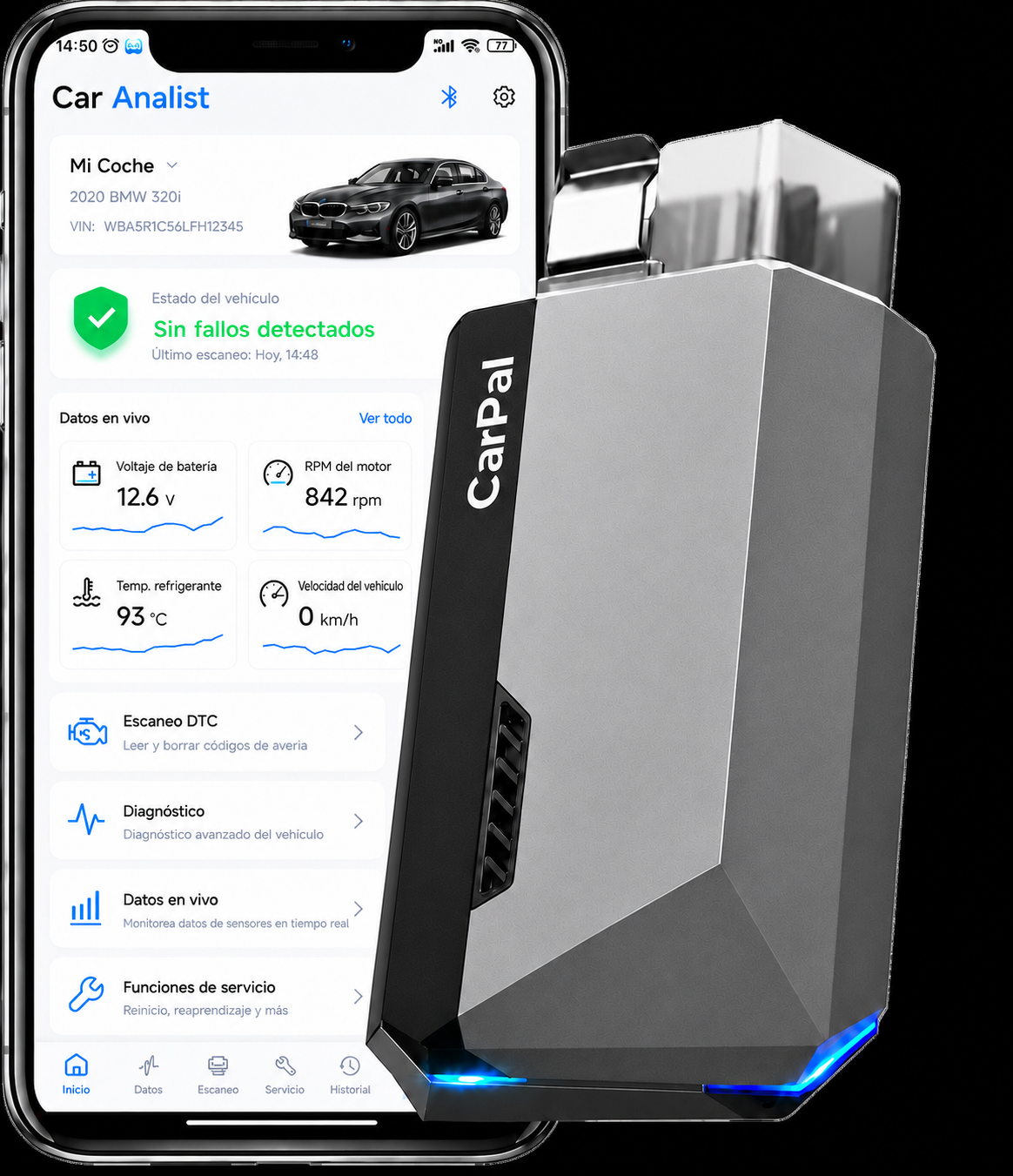 Carpal- Diagnosticador de coche compatible con Apple / Android